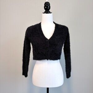Emory Park Cardigan Cropped Formal Dark Romantic Black Size Small